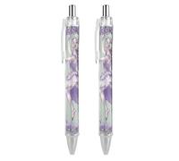 FekiLoot Two Fairies Dancing Ballpoint Pens Retractable Black Ink Ballpoint Pens 0.5mm Medium Point Smooth Writing Pattern Pen with Super Soft Grip Cute Work Supplies for Men Women 2 PCS