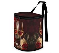 FekiLoot Two Glasses of White Wine Car Trash Can Waterproof Car Trashs Bag with Zipper Cars Trash Bin Auto Garbage Bag Large Capacity for Foldable Trashs Bin for Truck SUV Home Office