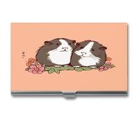 FekiLoot Two Guinea Pigs Hanging Out Business Card Holder for Men Women Metal Slim Organizer Business Card Carrier Wallet Name Cards Holder Retro Slim Pocket Purse Small Portable Card Case