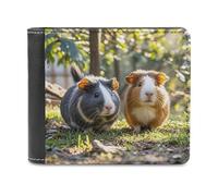 FekiLoot Two Guinea Pigs Hanging Out Leather Wallet Extra Capacity Bifold Wallet Stylish Cash Purse Front Pocket Wallets Credit Card Holder