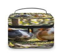 FekiLoot Two Guinea Pigs Hanging Out Makeup Bag Large Capacity Travel Cosmetic Bag Lightweight Hand-held Toiletry Bags Portable Cosmetic Pouch Cute Make Up Pouch for Women