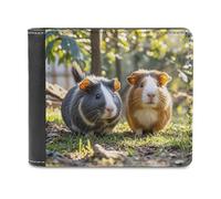 FekiLoot Two Guinea Pigs Hanging Out Wallet Large Capacity Slim Bifold Wallet with Multiple Card Slots PU Leather Men Purse