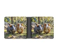 FekiLoot Two Guinea Pigs Hanging Out Wallet Slim Leather Bifold Wallet Extra Capacity Wallets with Multiple Card Slots Men Billfold
