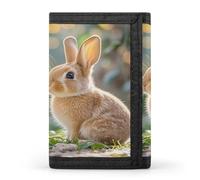 FekiLoot Two Little Cute Rabbits Men's Wallet Extra Capacity Trifold Wallet Thin & Stylish Trifold Card Holder with ID Window