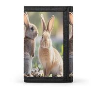 FekiLoot Two Little Cute Rabbits Wallet Portable Tri Fold Wallet with Zipper Coin Purse for Women Credit Car