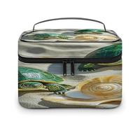 FekiLoot Two Turtles And Shells Makeup Bag Large Capacity Travel Cosmetic Bag Lightweight Hand-held Toiletry Bags Portable Cosmetic Pouch Cute Make Up Pouch for Women