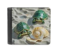FekiLoot Two Turtles And Shells Wallet Large Capacity Slim Bifold Wallet with Multiple Card Slots PU Leather Men Purse