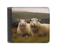 FekiLoot Two White Sheep Wallet Large Capacity Slim Bifold Wallet with Multiple Card Slots PU Leather Men Purse