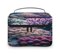 FekiLoot Underwater World Coral Makeup Bag Large Capacity Travel Cosmetic Bag Lightweight Hand-held Toiletry Bags Portable Cosmetic Pouch Cute Make Up Pouch for Women