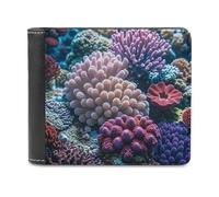 FekiLoot Underwater World Coral Wallet Large Capacity Slim Bifold Wallet with Multiple Card Slots PU Leather Men Purse