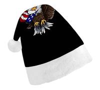 FekiLoot USA Flag Patriotic Eagle 2.Christmas Hat Cap with Plush Trim Warm Xmas Hats Headwear for Winter Holiday Party Supply