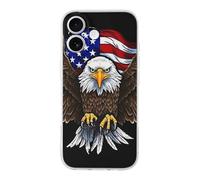 FekiLoot USA Flag Patriotic Eagle for iPhone 17 Case Full Camera Protection TPU Slim Shockproof with Anti-Fingerprint Phone Cover Transparent