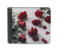 FekiLoot Valentine Red Rose PU Leather Wallet Bifold Wallet Front Pocket Wallets Fashion Purse Slim Billfold Credit Card Holder