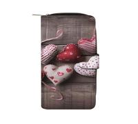 FekiLoot Valentine's Hearts Wallet Large Capacity Travel Double Fold Wallets Portable Zipper Leather Purse for Women Men