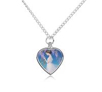 FekiLoot Vine Wrapped Lady with Lily Hair Urn Necklaces for Ashes Personalized Human Pet Cremation Jewelry Keepsake Locket Heart Pendant with Filling Kit Memorial Gift for Dog Cat Lover Women Men