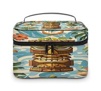 FekiLoot Vintage Aloha Tiki Pattern Makeup Bag Large Capacity Travel Cosmetic Bag Lightweight Hand-held Toiletry Bags Portable Cosmetic Pouch Cute Make Up Pouch for Women