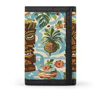 FekiLoot Vintage Aloha Tiki Pattern Wallet Slim Trifold Wallets with Multiple Card Slots Credit Card Holder Pocket Coin Purse