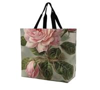 FekiLoot Vintage Beautiful Rose Shopping Bag Foldable, Multipurpose Shoulder Bag, Reusable Grocery Bag Holder with Long Shoulder Strap, Waterproof Tote Bags for Work, Beach, Travel