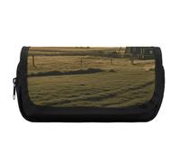 FekiLoot Vintage Black Windmill on The Prairie Pencil Case Office Pencil Box Large Capacity Pencil Box Pouch Holder Double Zipper Pencil Case Use to Organize Desktop And Plan Space Home Office