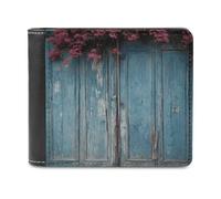FekiLoot Vintage Blue Wood PU Leather Wallet Bifold Wallet Front Pocket Wallets Fashion Purse Slim Billfold Credit Card Holder