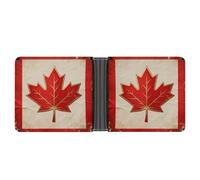 FekiLoot Vintage Canada Flag Wallet for Men Slim Wallets for Men Small Wallets Woman Leather Card Holder Wallet