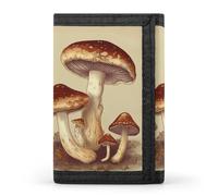 FekiLoot Vintage Edible Mushrooms Trifold Wallet Slim Minimalist Front Pocket Men's Passcase Wallet Credit Card Holder