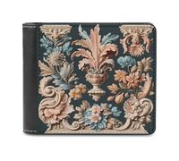 FekiLoot Vintage Floral Engraving PU Leather Wallet Bifold Wallet Front Pocket Wallets Fashion Purse Slim Billfold Credit Card Holder