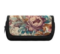 FekiLoot Vintage Hand Drawn Flowers Pencil Case Office Pencil Box Large Capacity Pencil Box Pouch Holder Double Zipper Pencil Case Use to Organize Desktop And Plan Space Home Office
