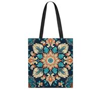 FekiLoot Vintage Mandala Flowers Shopping Bag Foldable, Multipurpose Shoulder Bag, Reusable Grocery Bag Holder with Long Shoulder Strap, Waterproof Tote Bags for Work, Beach, Travel