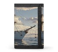 FekiLoot Vintage Nautical White Ship Wallet Slim Trifold Wallets with Multiple Card Slots Credit Card Holder Pocket Coin Purse