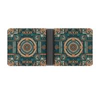 FekiLoot Vintage Pattern Leather Wallet Double-Sided Different Images Bifold Wallet Ultra Strong Stitching Slim Wallets