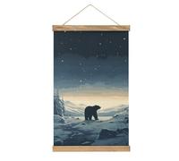 FekiLoot Vintage Polar Bear in The Snow Poster with Wooden Frame Rustic Wall Hanging Illustrative Retro Style Wall Decor Art Painting for Living Room Office Bedroom Decor