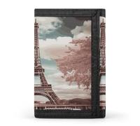FekiLoot Vintage Style Eiffel Tower Paris Wallet for Men Slim Minimalist Trifold Wallet with ID Window And Credit Card Holder