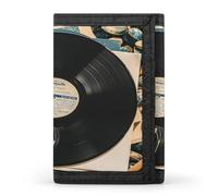 FekiLoot Vintage Vinyl Record Wallet Slim Trifold Wallets with Multiple Card Slots Credit Card Holder Pocket Coin Purse
