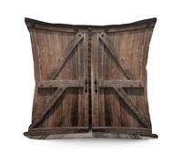FekiLoot Vintage Wooden Barn Door Pillow Covers with Zipper for Sofa, Soft Plush Pillowcase for Living Room, Cozy Fluffy Cushion Covers for Bedroom, Breathable Throw Pillow Cover for Hotel, 18 in