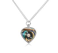 FekiLoot Vinyl Records Custom Ashes Necklace Personalized Pet Urn Hair Cremation Souvenir Necklace Memorial Keepsake Holder Pendant Heart Jewelry for Ashes Gift for Dog Loss