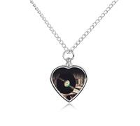 FekiLoot Vinyl Records Pet Cremation Jewelry Personalized for Man, Custom Dog Urn Necklaces for Ashes, Heart-Shaped Pendant Urn Necklaces for Cat Lover Woman, with Funnel Kit