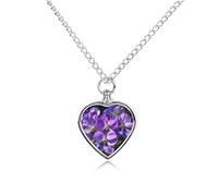 FekiLoot Violets in Bloom Pet Cremation Jewelry Personalized for Man, Custom Dog Urn Necklaces for Ashes, Heart-Shaped Pendant Urn Necklaces for Cat Lover Woman, with Funnel Kit