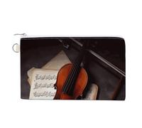 FekiLoot Violin Sheet Music Coin Purse,Travel Portable Keychain Wallet Canvas Coin Wallets Mini Zipper Tool Bag Lightweight Change Purse