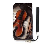 FekiLoot Violin Sheet Music Long Wallet Large Capacity Zipper Purse Ladies Multi-card Slot Coin Phone Travel Pocket