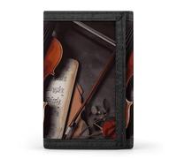 FekiLoot Violin Sheet Music Wallet Compact Blocking Trifold Wallets with Zipper Minimalist Purse Wallet Credit Card Holder