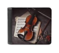 FekiLoot Violin Sheet Music Wallet Fashionable Slim Leather Wallet with Multiple Card Slots And Hidden Compartments Wallets