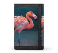 FekiLoot Vivid Flamingo Trifold Wallet Slim Minimalist Front Pocket Men's Passcase Wallet Credit Card Holder