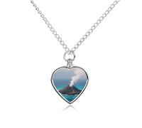 FekiLoot Volcano Island Urn Necklaces for Ashes Personalized Human Pet Cremation Jewelry Keepsake Locket Heart Pendant with Filling Kit Memorial Gift for Dog Cat Lover Women Men
