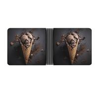 FekiLoot Waffle Cone Ice Cream Leather Wallet Double-Sided Different Images Bifold Wallet Ultra Strong Stitching Slim Wallets