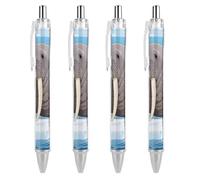 FekiLoot Walrus on Arctic Ice Ballpoint Pens Retractable Ball Point Pens Smooth-Flowing Black Ink 0.5mm Writing Pen Black Ink Pen for Men Women 4 PCS