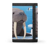 FekiLoot Walrus on Arctic Ice Slim Wallet Trifold Wallet Credit Card Holder Wallets Stylish Money Clip for Men Women