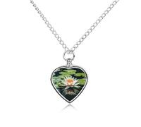 FekiLoot Water Lily Cremation Urn Necklace for Ashes Keepsake Stainless Steel Memorial Pendant Pet Cremation Jewelry for Ashes for Dog/Cat Memorial Locket Urn Necklace Women Men