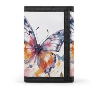 FekiLoot Watercolor Butterfly Wallet Compact Blocking Trifold Wallets with Zipper Minimalist Purse Wallet Credit Card Holder