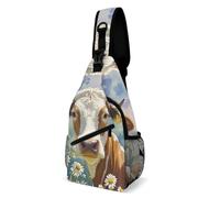 FekiLoot Watercolor Cow And Daisy Flower Sling Bag Men Crossbody Bags Women Shoulder Backpack Daypack Chest Bag for Travel Outdoor